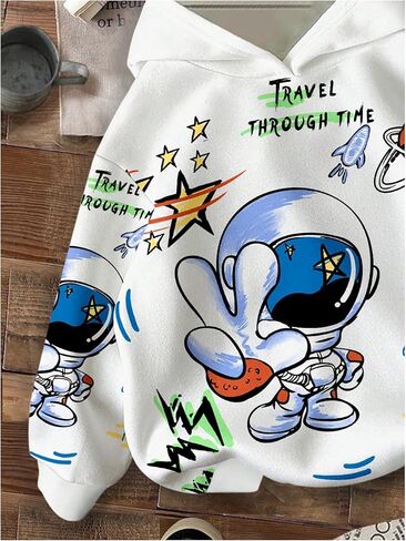 WDIRARA Toddler Boy's Cartoon Graphic Hoodie Long Sleeve Hooded Sweatshirt Cute Pullover Tops in Saudi Arabia