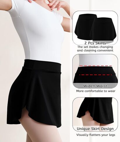 2Pcs Women Ballet Skirt Pull On Skirts for Adult Dancing in Saudi Arabia