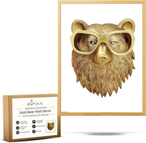 AYDIA Vintage Gold Animal Head Wall Decor, Faux Deer Head Mount (Frame Not Included), Vintage Decor, Large Animal Head, 3D Sculpture, Gift Ready, Deer Head Wall Decor for Living Room, Office, Bedroom in Saudi Arabia