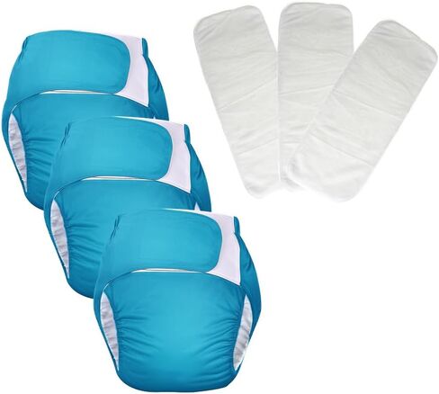 3 Pack Adult Cloth Diapers, Reusable Diaper Underwear, Washable, Elderly Care Protective Diaper, Adjustable Waist Circumference for Both Men and Women Black,XL in Saudi Arabia