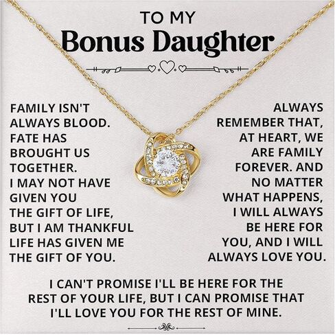 Necklace For Bonus Daughter From Dad, Bonus Daughter Necklace From Stepmom, Jewelry Gifts For Stepdaughter At Wedding, Necklaces For Stepdaughter From Stepdad With Heartfelt Message & Elegant Box in Saudi Arabia