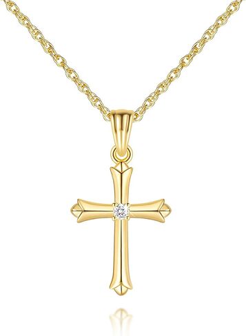 Cross Necklace for women 14K Gold Cross Necklaces for Women Gold Crosses Pendant Chain Necklace for Womens with Cubic Zirconia the End Resemble Blooming Petals Crosses Chain Pendant Necklaces for Womens 20mm in Saudi Arabia