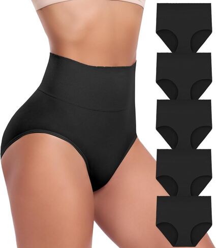 Women's Briefs Underwear High Waist Full Coverage Panties, Ladies Light Tummy Control Postpartum Underpants 5 Pack in Saudi Arabia