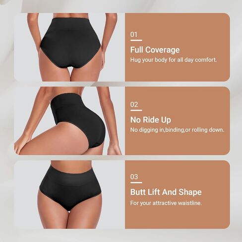 Women's Briefs Underwear High Waist Full Coverage Panties, Ladies Light Tummy Control Postpartum Underpants 5 Pack in Saudi Arabia