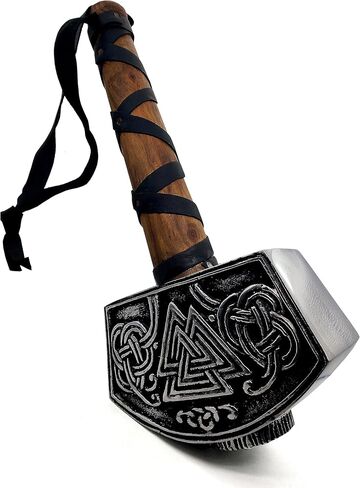 5MOONSUN5's Thor Hammer Metal with attractive odin handmade engraving Mjolnir Full Size 15-Inch Adult Collectible full Grain Leather Wrap with gift box Perfect for cosplay or display. in Saudi Arabia