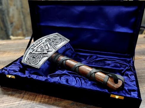 5MOONSUN5's Thor Hammer Metal with attractive odin handmade engraving Mjolnir Full Size 15-Inch Adult Collectible full Grain Leather Wrap with gift box Perfect for cosplay or display. in Saudi Arabia