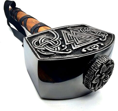 5MOONSUN5's Thor Hammer Metal with attractive odin handmade engraving Mjolnir Full Size 15-Inch Adult Collectible full Grain Leather Wrap with gift box Perfect for cosplay or display. in Saudi Arabia