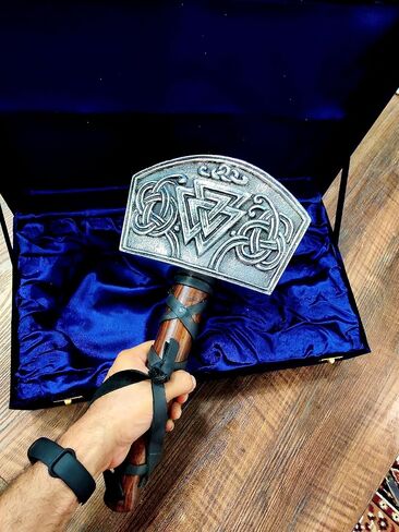 5MOONSUN5's Thor Hammer Metal with attractive odin handmade engraving Mjolnir Full Size 15-Inch Adult Collectible full Grain Leather Wrap with gift box Perfect for cosplay or display. in Saudi Arabia