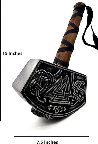 5MOONSUN5's Thor Hammer Metal with attractive odin handmade engraving Mjolnir Full Size 15-Inch Adult Collectible full Grain Leather Wrap with gift box Perfect for cosplay or display. in Saudi Arabia