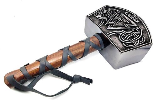 5MOONSUN5's Thor Hammer Metal with attractive odin handmade engraving Mjolnir Full Size 15-Inch Adult Collectible full Grain Leather Wrap with gift box Perfect for cosplay or display. in Saudi Arabia