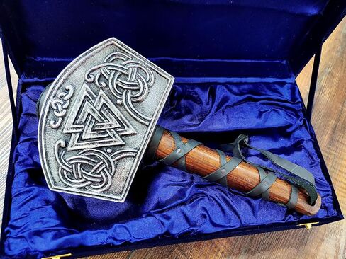 5MOONSUN5's Thor Hammer Metal with attractive odin handmade engraving Mjolnir Full Size 15-Inch Adult Collectible full Grain Leather Wrap with gift box Perfect for cosplay or display. in Saudi Arabia