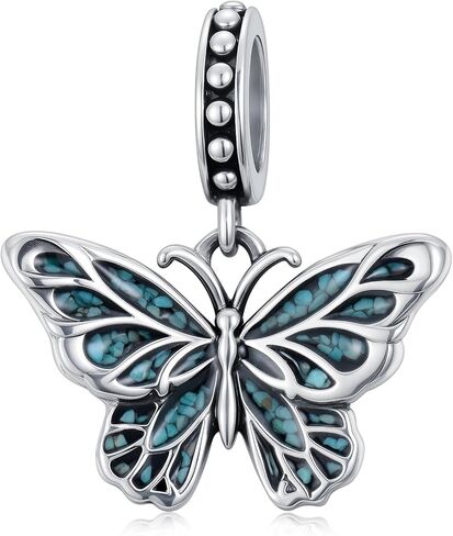 Real Turquoise Butterfly Bead for Bracelet 925 Sterling Silver Butterfly Dangle Charm for Women Dangle Charm Jewelry Gifts for Birthday in Saudi Arabia