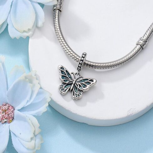 Real Turquoise Butterfly Bead for Bracelet 925 Sterling Silver Butterfly Dangle Charm for Women Dangle Charm Jewelry Gifts for Birthday in Saudi Arabia
