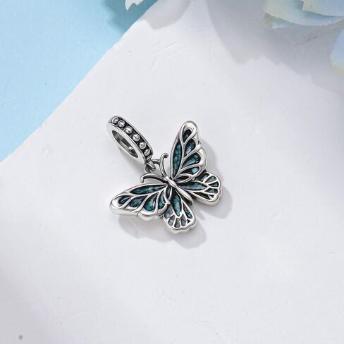 Real Turquoise Butterfly Bead for Bracelet 925 Sterling Silver Butterfly Dangle Charm for Women Dangle Charm Jewelry Gifts for Birthday in Saudi Arabia