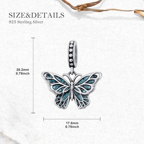 Real Turquoise Butterfly Bead for Bracelet 925 Sterling Silver Butterfly Dangle Charm for Women Dangle Charm Jewelry Gifts for Birthday in Saudi Arabia