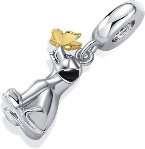 Labrador Retriever Dog Dangle Charm Cute Animal Gold Butterfly Bead Compatible with Pandora Bracelets Women in Saudi Arabia