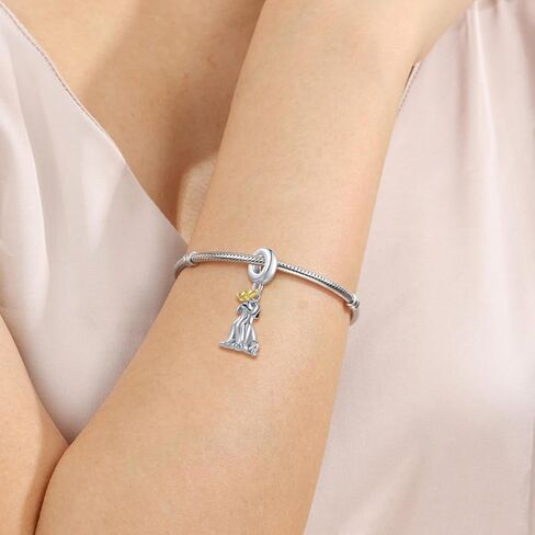 Labrador Retriever Dog Dangle Charm Cute Animal Gold Butterfly Bead Compatible with Pandora Bracelets Women in Saudi Arabia