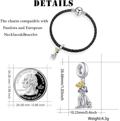 Labrador Retriever Dog Dangle Charm Cute Animal Gold Butterfly Bead Compatible with Pandora Bracelets Women in Saudi Arabia