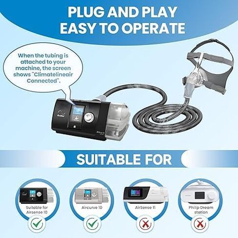 ArmiX AirSense 10 & AirCurve 10 أنابيب CPAP المُسخنة المحسنة 20 قطعة مرشحات - متوافقة مع Air Sense - أنبوب خط مناخي لعلاج توقف التنفس أثناء النوم المرطب والمريح + 20 قطعة مرشحات in Saudi Arabia
