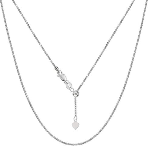 قلادة من سلسلة وصلات القمح القابلة للتعديل من الذهب الحقيقي الأبيض عيار 10 قيراط من Jewelry Affairs، 1.0 مم، 22 بوصة in Kuwait