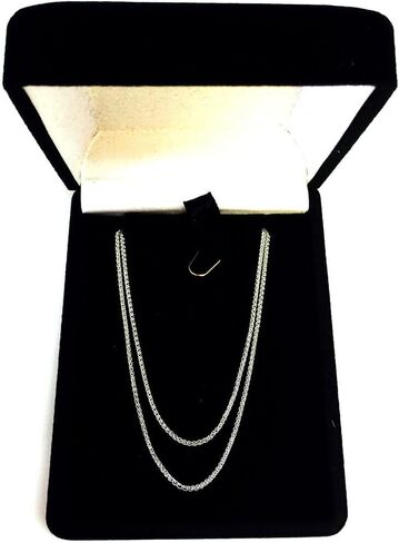 قلادة من سلسلة وصلات القمح القابلة للتعديل من الذهب الحقيقي الأبيض عيار 10 قيراط من Jewelry Affairs، 1.0 مم، 22 بوصة in Kuwait