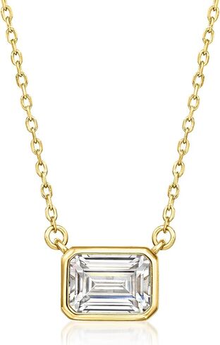 Ross-Simons 1.20 Carat Emerald-Cut CZ Necklace in 18kt Gold Over Sterling in Saudi Arabia
