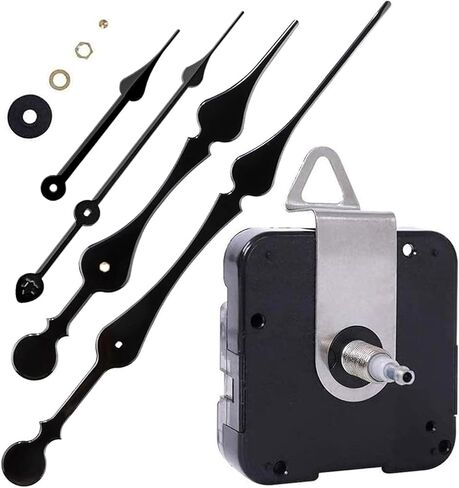 آلية حركة عزم دوران عالية من EMOON مع أيدي مجرف طويلة جدًا 11 1/8 بوصة، طقم محرك كوارتز للإصلاح المخصص، إجمالي طول العمود 7/8 بوصة (أسود) in Kuwait