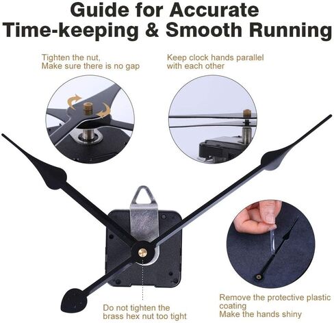 EMOON High Torque Movement Mechanism with Extra-Long 11 1/8 Inch Spade Hands, Quartz Motor Kit for Custom Repair, Total Shaft Length 7/8 Inch (Black) in Saudi Arabia