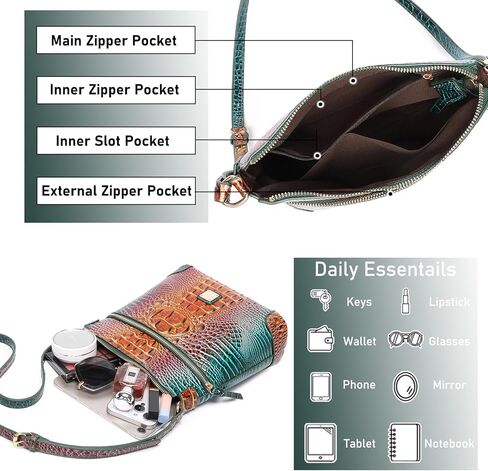 المرأة التمساح الكتف شقة مربع حقيبة يد العصرية الأنيقة حقيبة السيدات جلدية Crossbody المحفظة in Kuwait