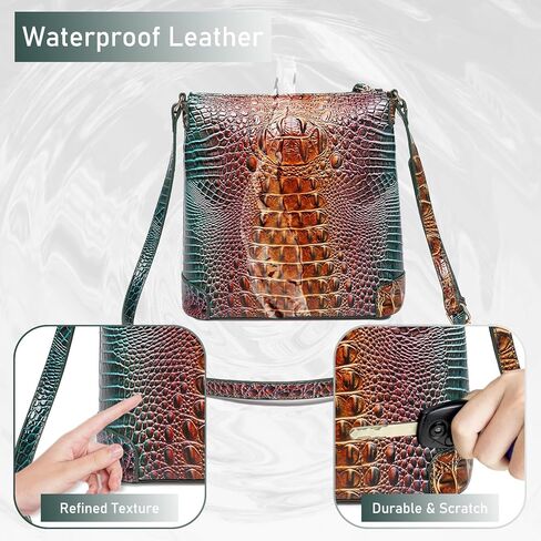 المرأة التمساح الكتف شقة مربع حقيبة يد العصرية الأنيقة حقيبة السيدات جلدية Crossbody المحفظة in Kuwait