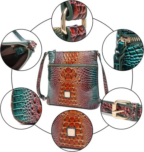 المرأة التمساح الكتف شقة مربع حقيبة يد العصرية الأنيقة حقيبة السيدات جلدية Crossbody المحفظة in Kuwait