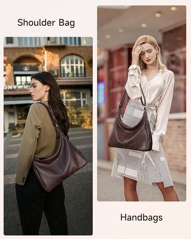 Hobo Bags for Women, Vegan Leather Shoulder Handbag, Stylish Slouchy Tote Purses with Adjustable Strap & Zipper Closure in Saudi Arabia