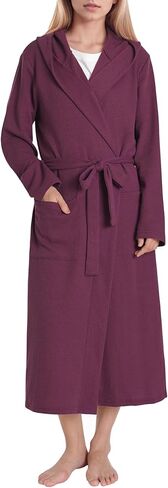 Latuza Women's Waffle Knit Robe Hooded Long Bathrobe in Saudi Arabia