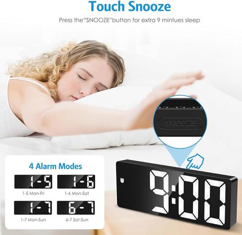 Upgraded Version AMIR Digital LED Alarm Clock Black with Type C Port Adjustable Brightness DST Snooze 24H Display for Bedroom Home Office in Saudi Arabia