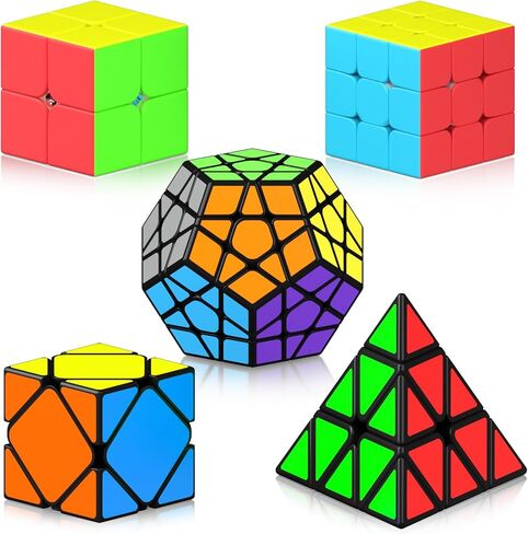 مجموعة مكعبات السرعة Vdealen ، حزمة مكعب 2x2 3x3 هرم Dodecahedron Mirror Magic Cube Pack ، ألغاز Cube Toys Easter Valentines هدية للأطفال المراهقين البالغين [5 حزمة] in Kuwait