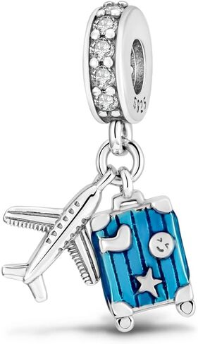 925 Sterling Silver Charm for Bracelets and Necklaces Travel Starry Sky and Airplane and Lipstick Universal Gift for Women Family and Friends in Saudi Arabia