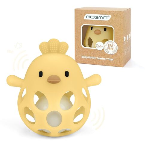MCGMITT Baby Teething Toys for 3-6 Months, Easy Grasp Silicone Infant Rattle Teether Toy for 0-12 Months, BPA-Free Food Grade Baby Montessori Sensory Toys, Soft Infant Chew Toys for Teething Relief in Saudi Arabia