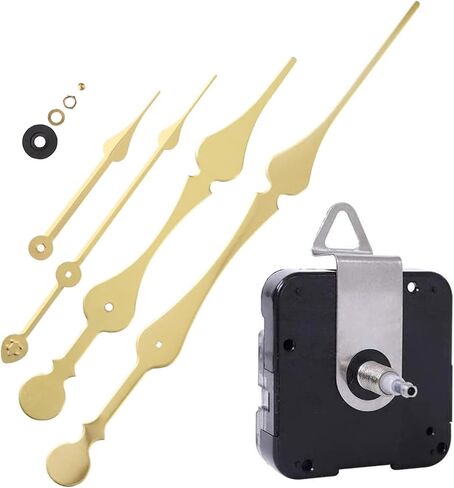 EMOON High Torque Movement Mechanism with Extra-Long 11 1/8 Inch Spade Hands, Quartz Motor Kit for Custom Repair, Total Shaft Length 7/8 Inch (Black) in Saudi Arabia