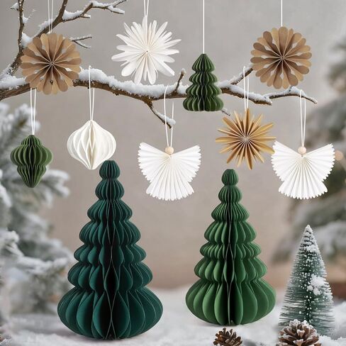 6 Pcs Paper Christmas Tree, Beige, Sage Green and Dusty Pink Tabletop Christmas Decorations with Magnetic Closure, 12" & 6" Foldable Reusable Holiday Trees for Mantel, Table Centerpiece in Saudi Arabia