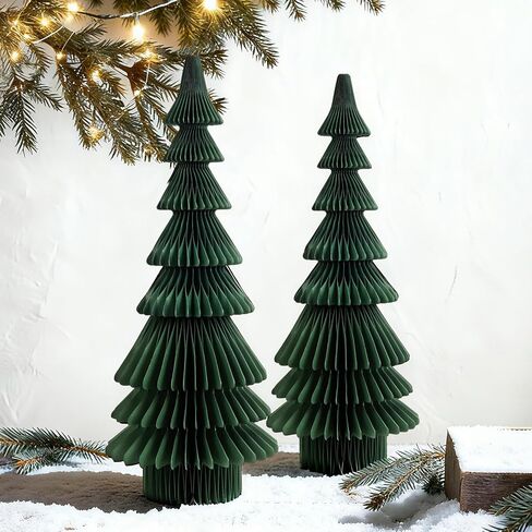 6 Pcs Paper Christmas Tree, Beige, Sage Green and Dusty Pink Tabletop Christmas Decorations with Magnetic Closure, 12" & 6" Foldable Reusable Holiday Trees for Mantel, Table Centerpiece in Saudi Arabia