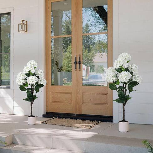 47 inch Artificial Camellia Tree with White Flower Pots -2 Pack White Fake Tree,4 Ft Faux Plants Indoor wich Blooming,Artificial Plants for Indoor & Outdoor Home Front Door Decor in Saudi Arabia