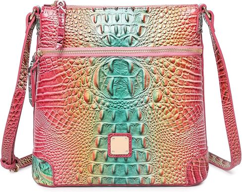 المرأة التمساح الكتف شقة مربع حقيبة يد العصرية الأنيقة حقيبة السيدات جلدية Crossbody المحفظة in Kuwait