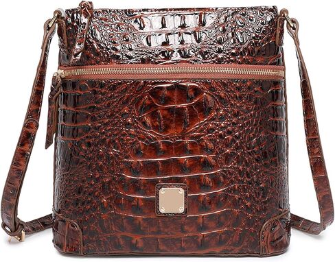 المرأة التمساح الكتف شقة مربع حقيبة يد العصرية الأنيقة حقيبة السيدات جلدية Crossbody المحفظة in Kuwait