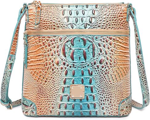 المرأة التمساح الكتف شقة مربع حقيبة يد العصرية الأنيقة حقيبة السيدات جلدية Crossbody المحفظة in Kuwait