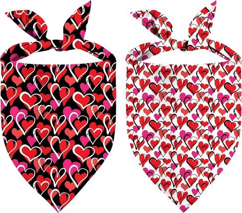 Heart Dog Bandanas, 2 Pack Mother's Day Triangle Dog Bandanas, Reversible Love and Heart Pet Scarf, Premium Durable Fabric, Boys and Girls, Holiday Bandana for Large and Extra Large Dogs in Saudi Arabia