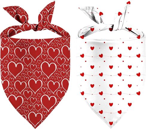 Heart Dog Bandanas, 2 Pack Mother's Day Triangle Dog Bandanas, Reversible Love and Heart Pet Scarf, Premium Durable Fabric, Boys and Girls, Holiday Bandana for Large and Extra Large Dogs in Saudi Arabia