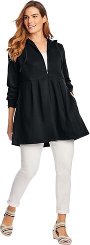 Woman Within Plus Size Pleated Jacket French Terry Long Oversized Sweatshirt in Saudi Arabia