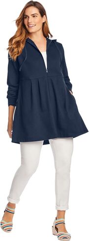 Woman Within Plus Size Pleated Jacket French Terry Long Oversized Sweatshirt in Saudi Arabia