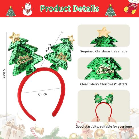 Christmas Headbands for Women Christmas Tree Headband Green Sequins Holiday Hair Band Xmas Hair Bands for Women's Hair in Saudi Arabia