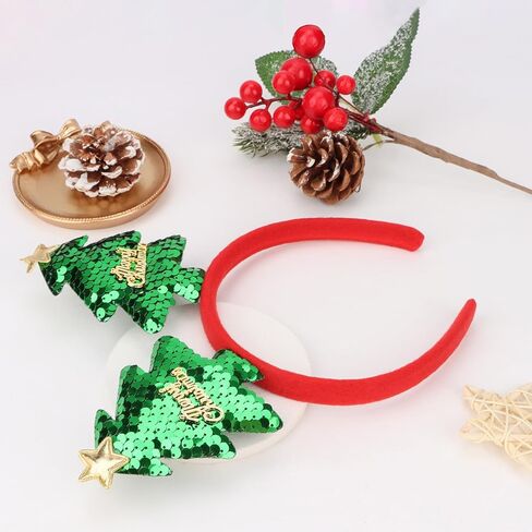 Christmas Headbands for Women Christmas Tree Headband Green Sequins Holiday Hair Band Xmas Hair Bands for Women's Hair in Saudi Arabia